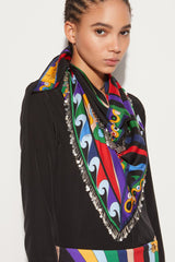 PUCCI Silks | Women Marmo And Orchidee-Print Chain-Embellished Scarf