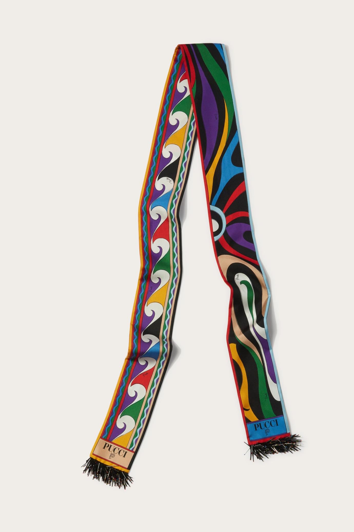 PUCCI Silks | Women Marmo-Print Fringed Silk-Twill Scarf