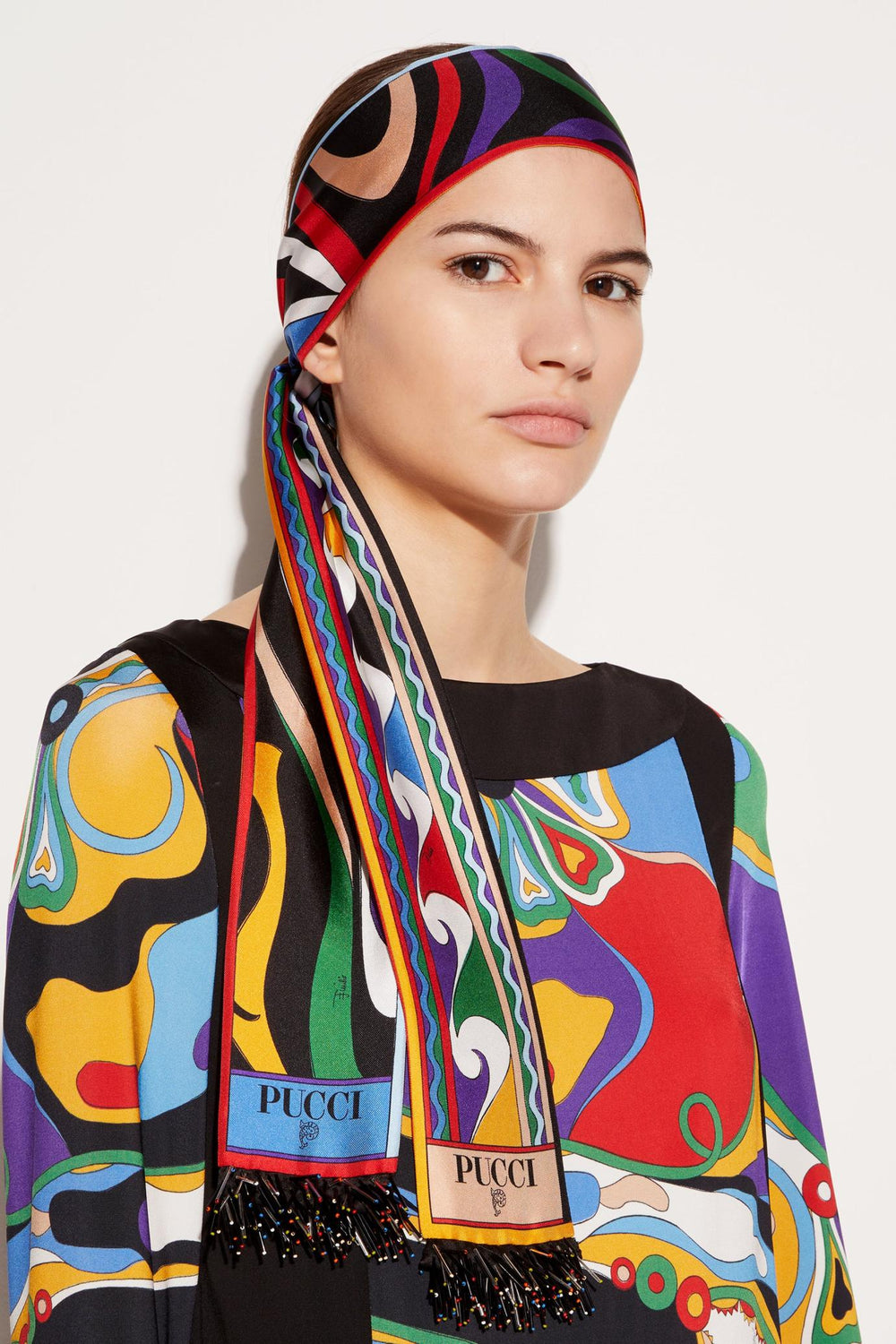 PUCCI Silks | Women Marmo-Print Fringed Silk-Twill Scarf