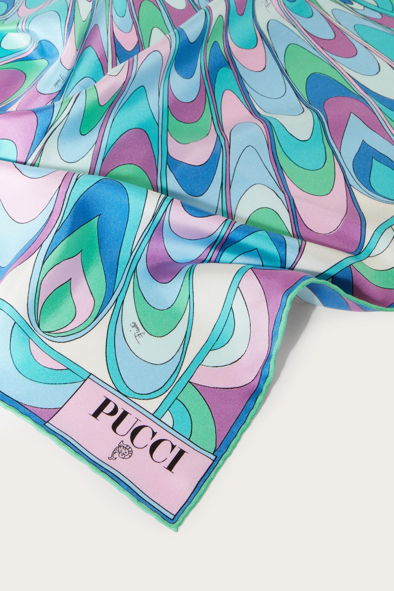 PUCCI Silks | Women Onde-Print Small Silk-Twill Carré