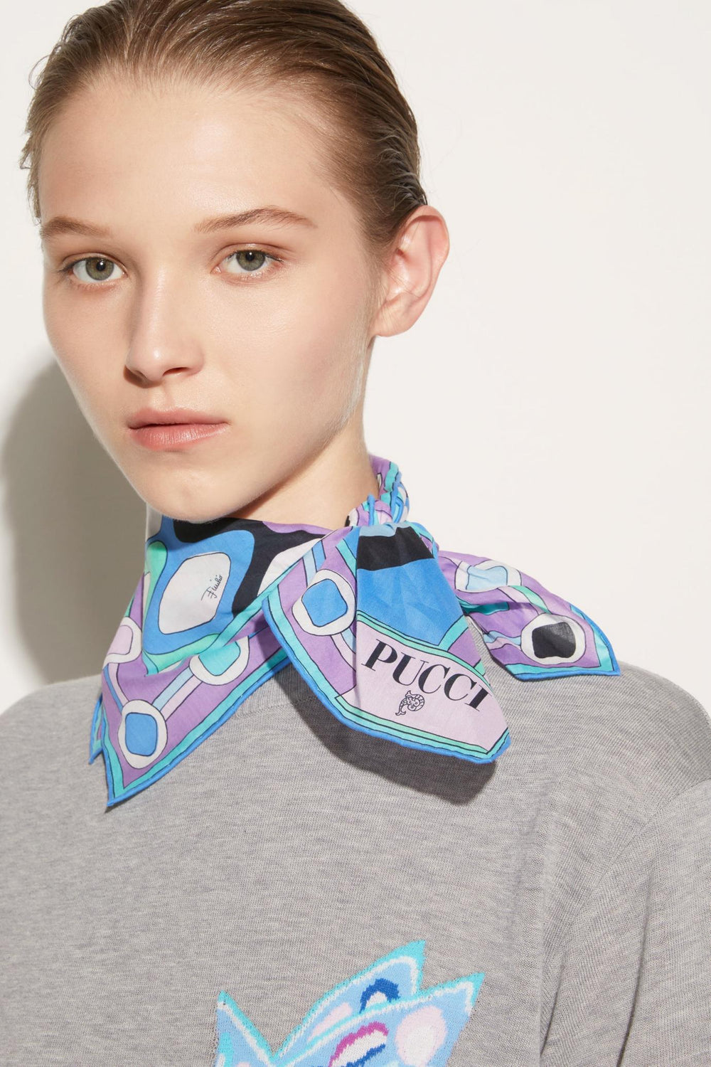 PUCCI Silks | Women Vivara-Print Small Cotton Scarf