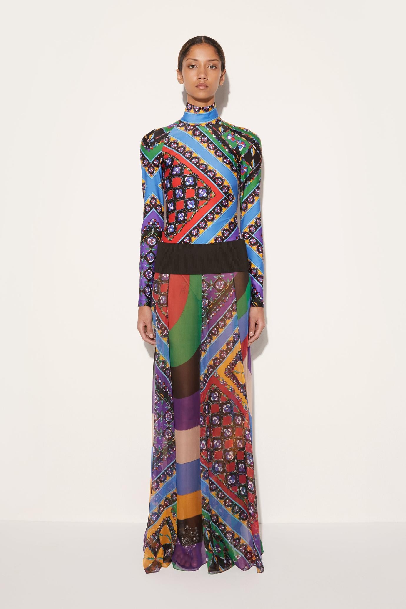 PUCCI Skirts | Women Iride And Festa-Print Silk Skirt
