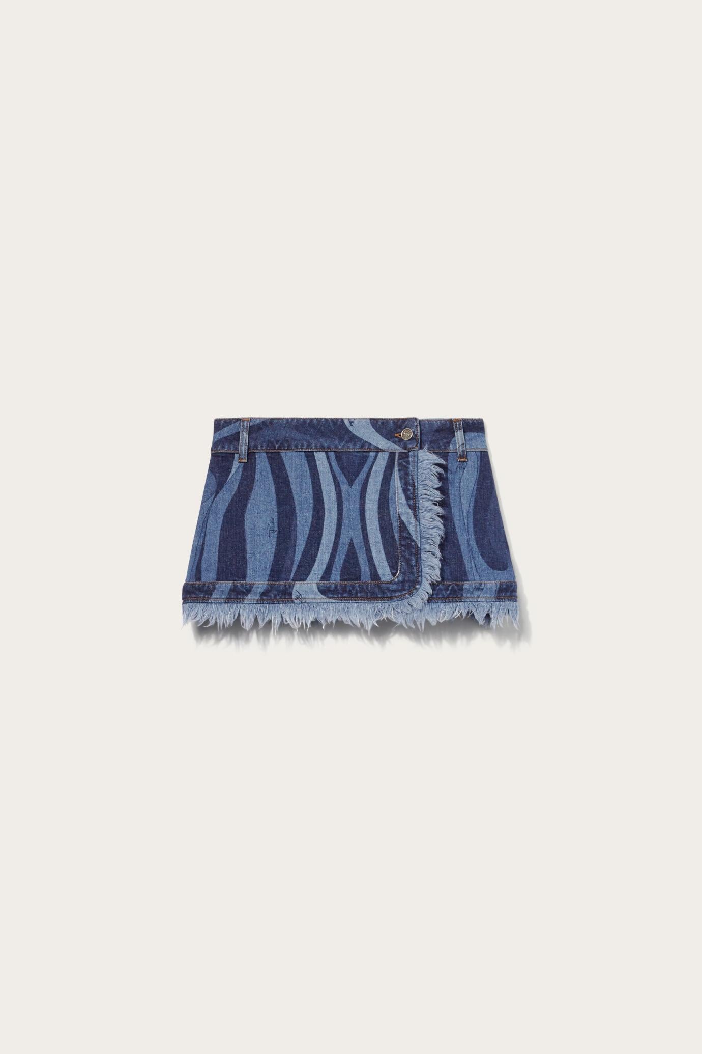 PUCCI Skirts | Women Marmo-Print Denim Mini Skirt