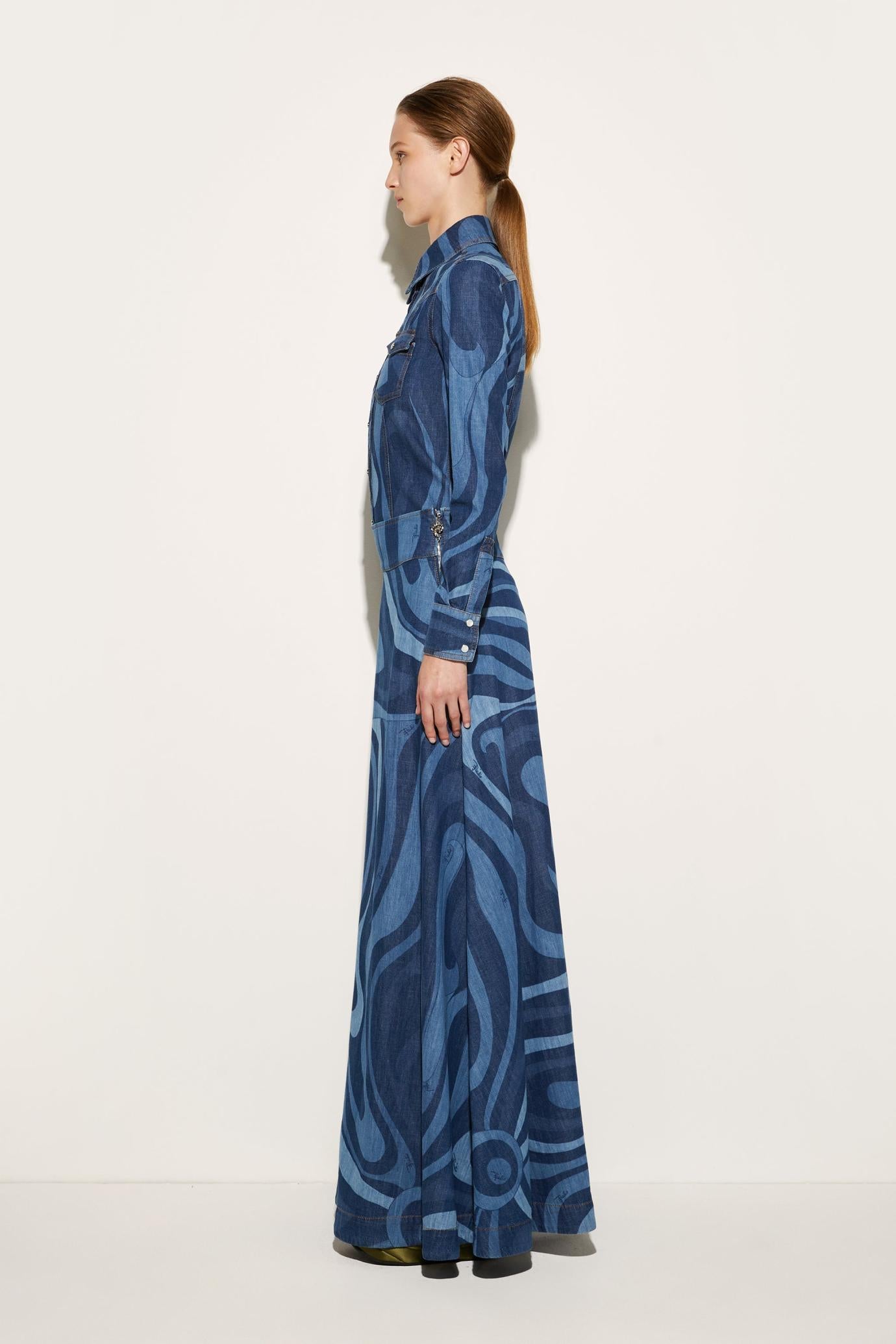 PUCCI Skirts | Women Marmo-Print Denim Skirt