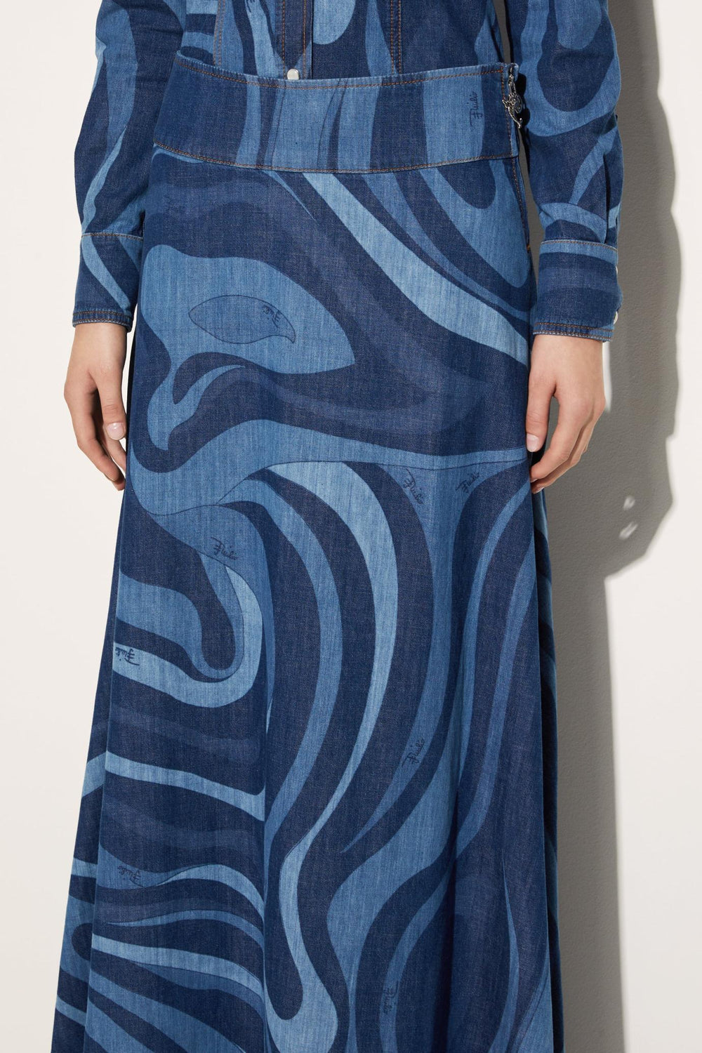 PUCCI Skirts | Women Marmo-Print Denim Skirt