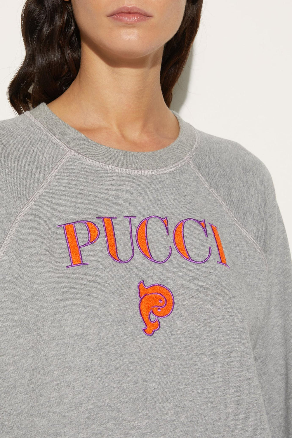 PUCCI T-Shirts And Sweatshirts | Women Logo-Embroidered Cotton Sweatshirt