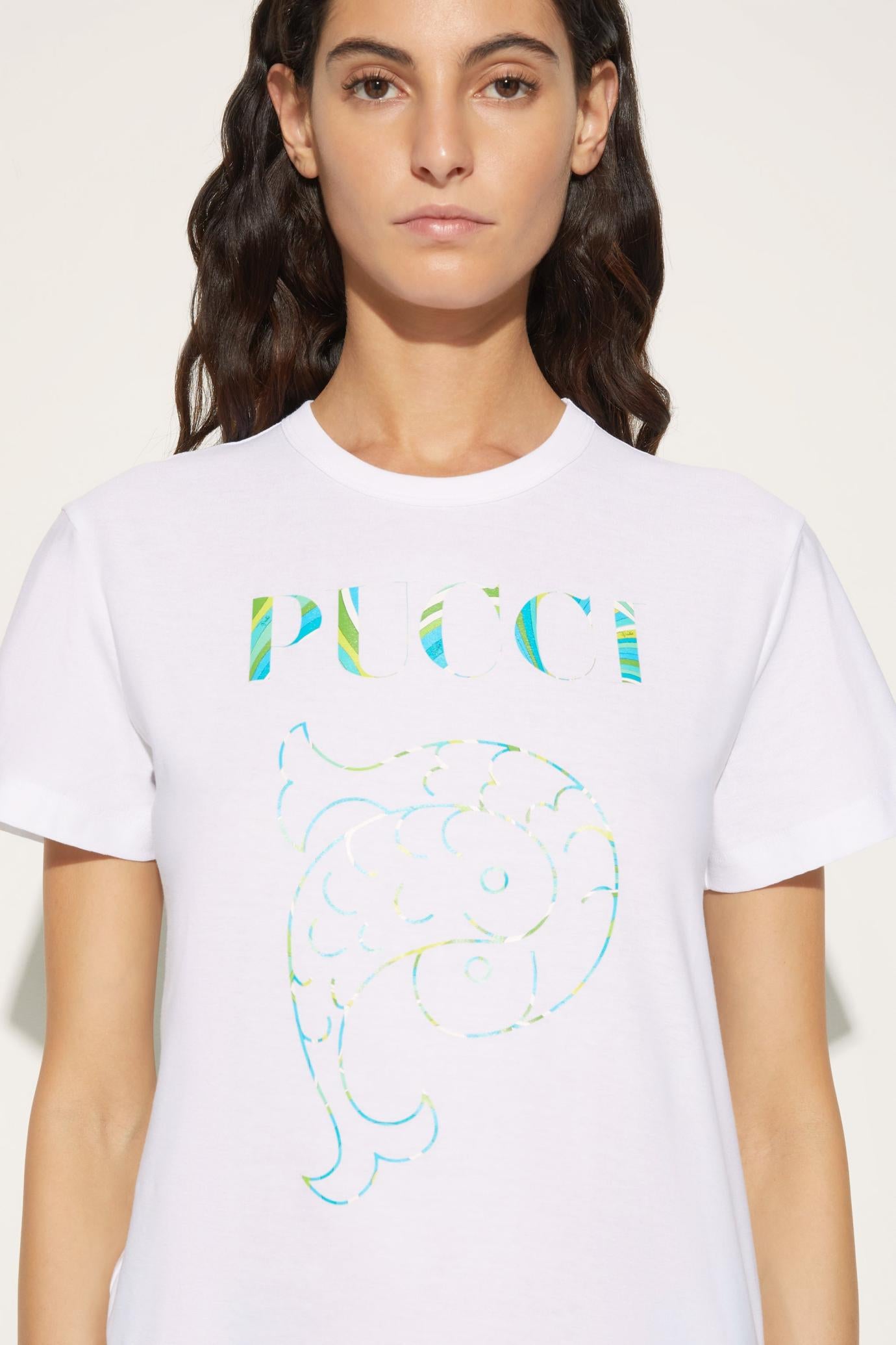 PUCCI T-Shirts And Sweatshirts | Women Logo-Print Cotton T-Shirt