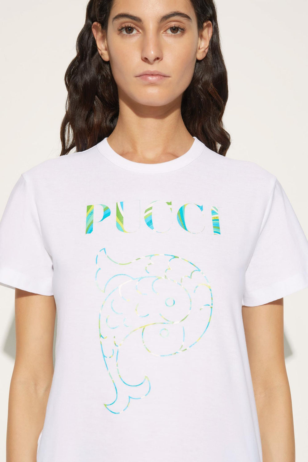 PUCCI T-Shirts And Sweatshirts | Women Logo-Print Cotton T-Shirt