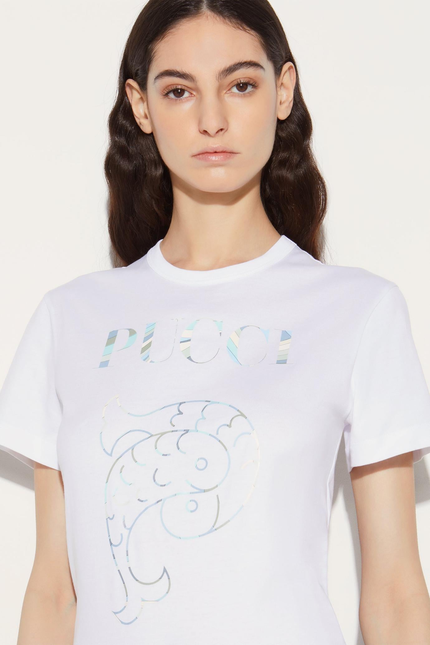 PUCCI T-Shirts And Sweatshirts | Women Logo-Print Cotton T-Shirt