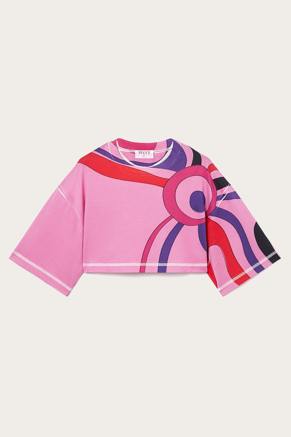 PUCCI T-Shirts And Sweatshirts | Women Marmo-Print Cropped Cotton T-Shirt