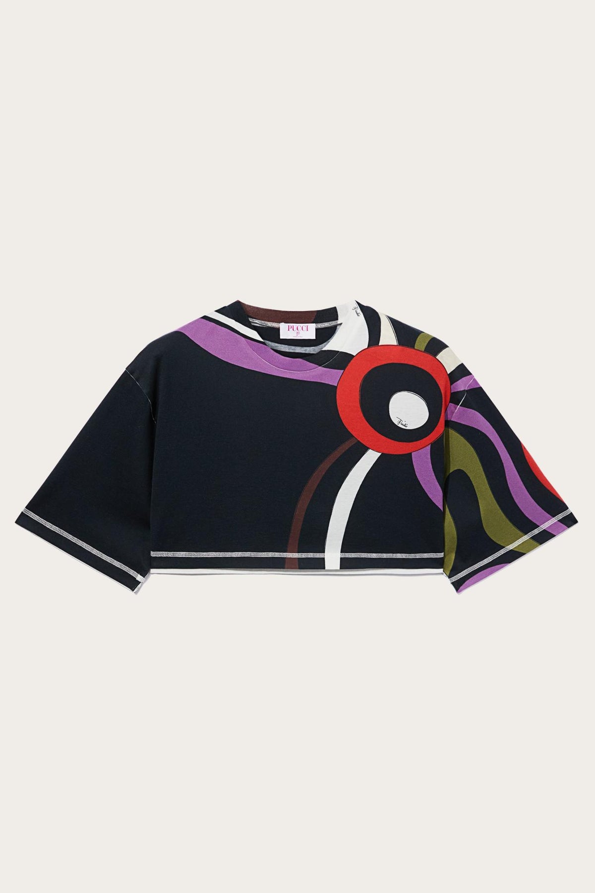 PUCCI T-Shirts And Sweatshirts | Women Marmo-Print Cropped Cotton T-Shirt