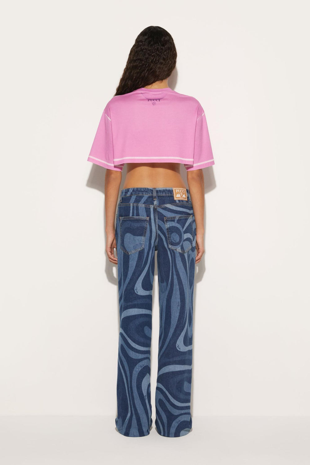 PUCCI T-Shirts And Sweatshirts | Women Marmo-Print Cropped Cotton T-Shirt