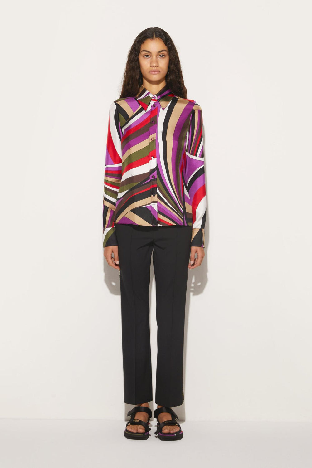 PUCCI Tops And Shirts | Women Iride-Print Silk-Twill Shirt