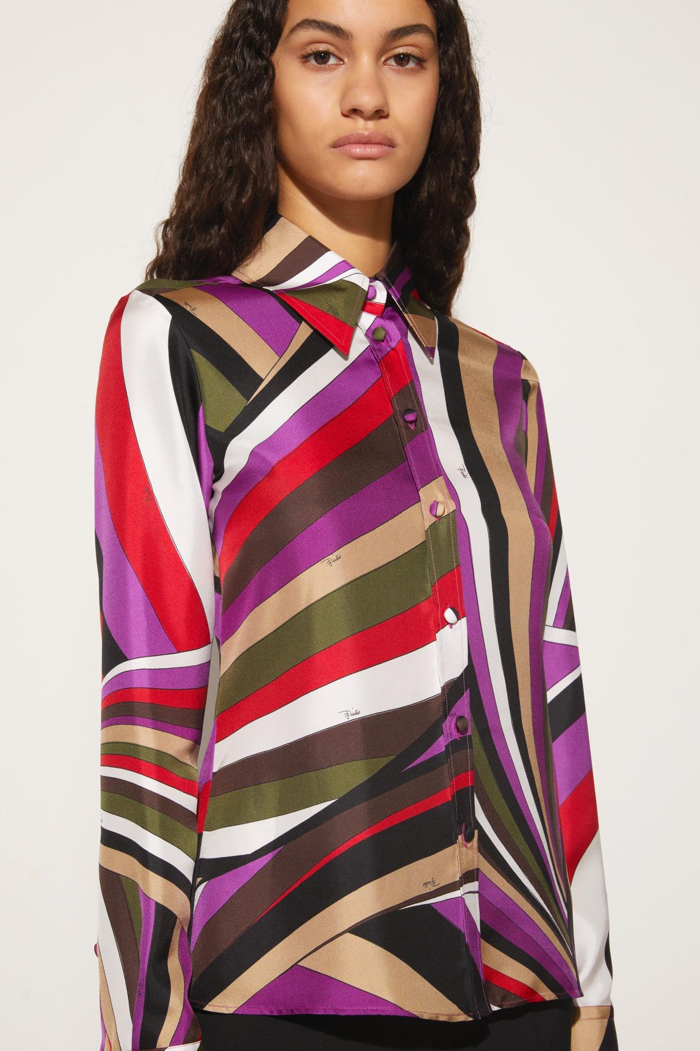 PUCCI Tops And Shirts | Women Iride-Print Silk-Twill Shirt