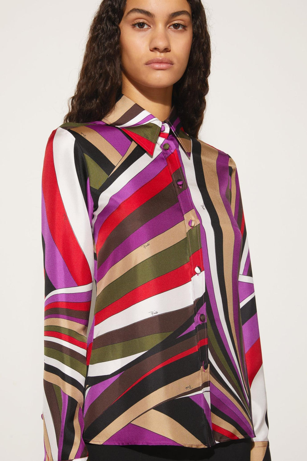 PUCCI Tops And Shirts | Women Iride-Print Silk-Twill Shirt