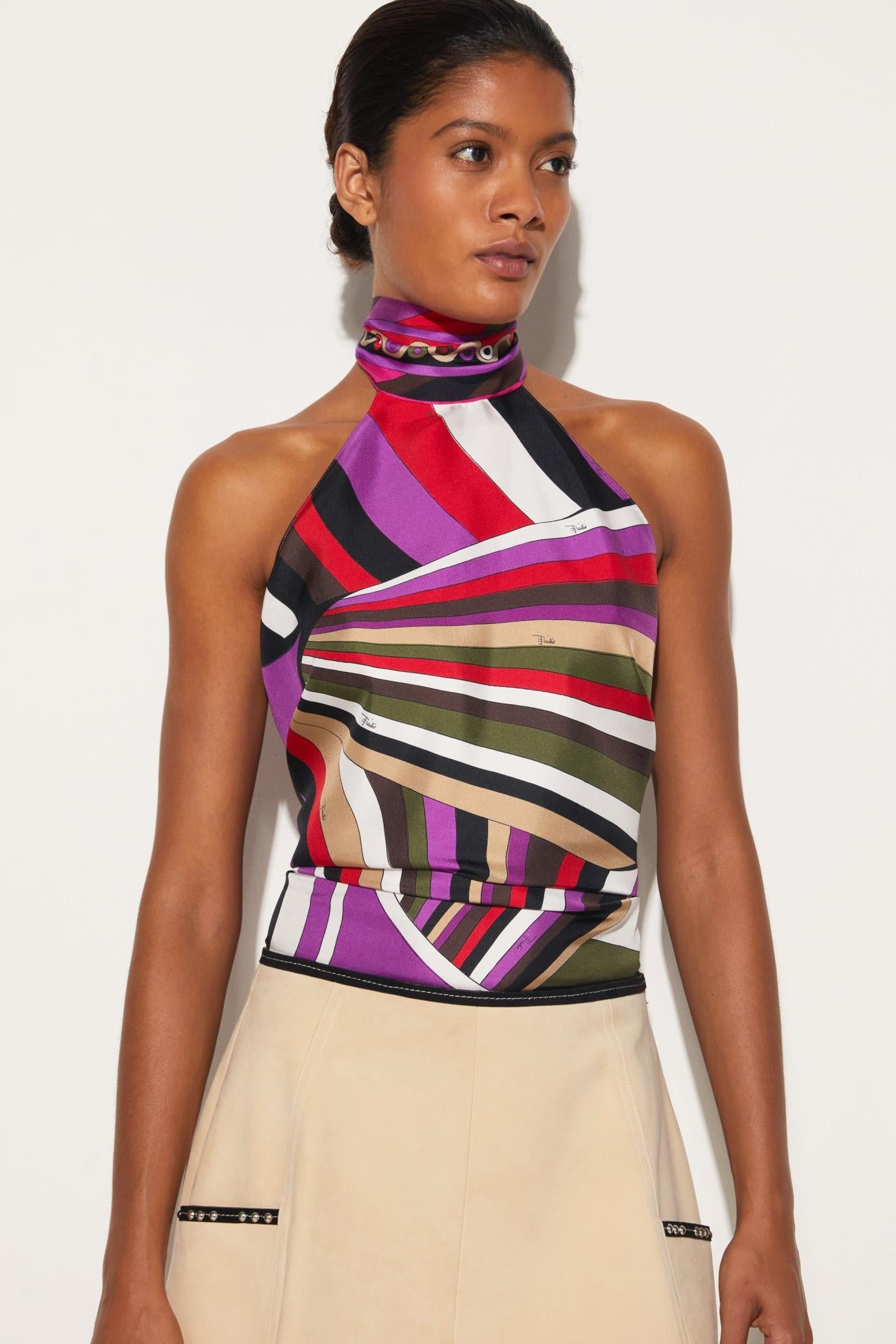 PUCCI Tops And Shirts | Women Iride-Print Silk-Twill Top