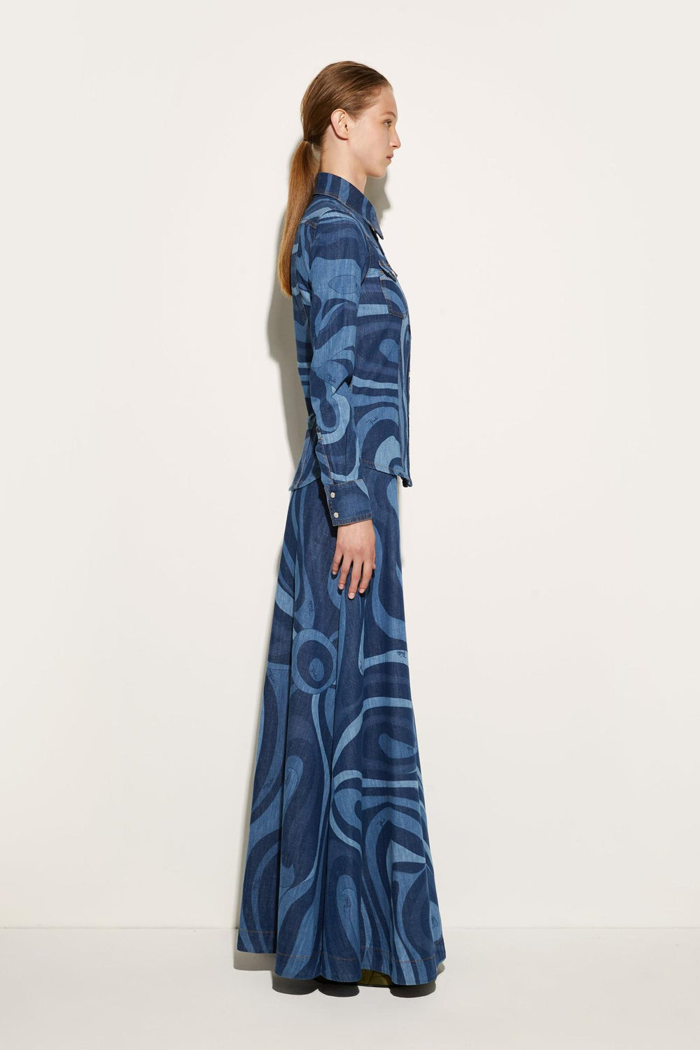 PUCCI Tops And Shirts | Women Marmo-Print Denim Shirt