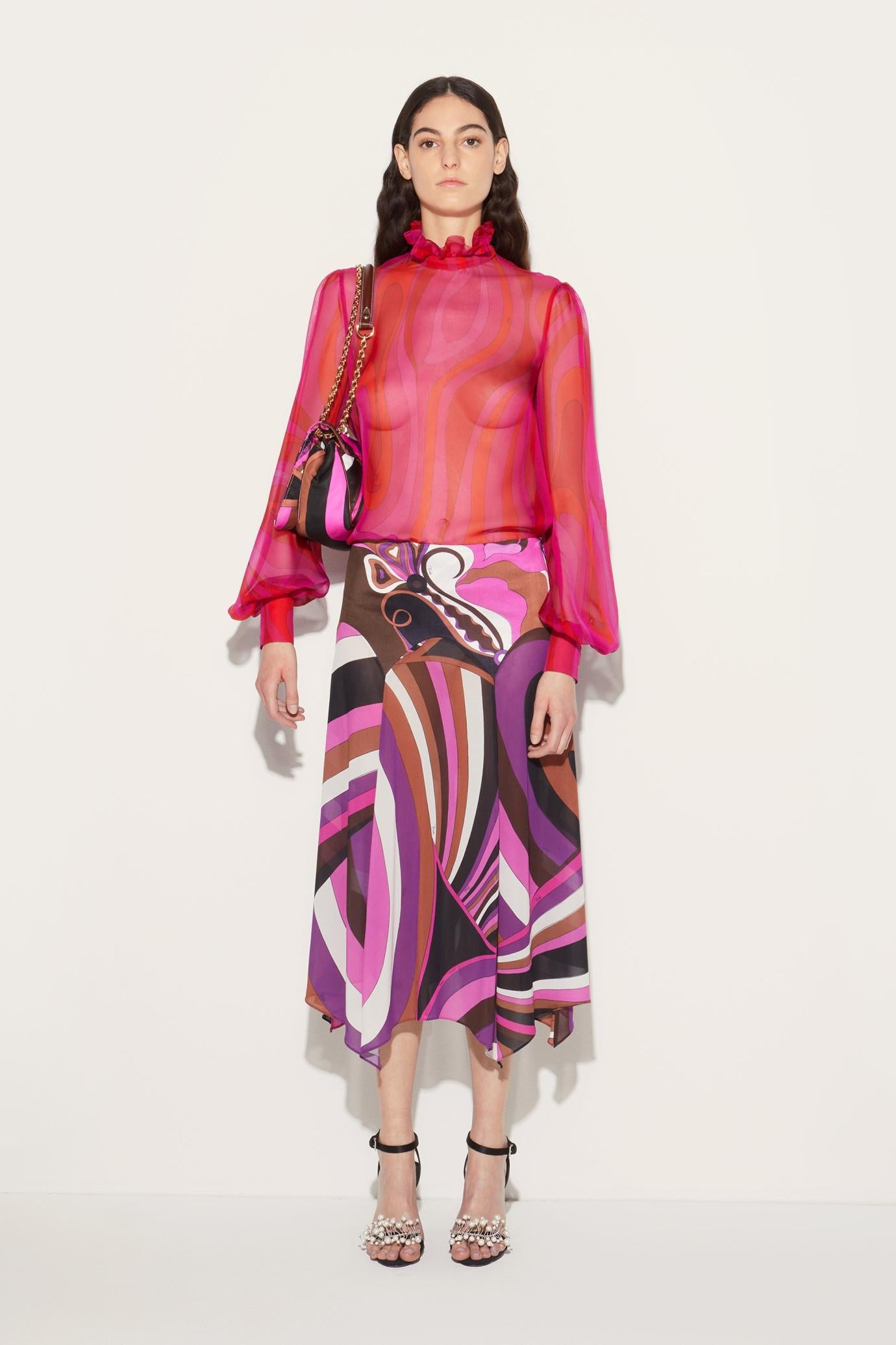 PUCCI Tops And Shirts | Women Marmo-Print Silk Top