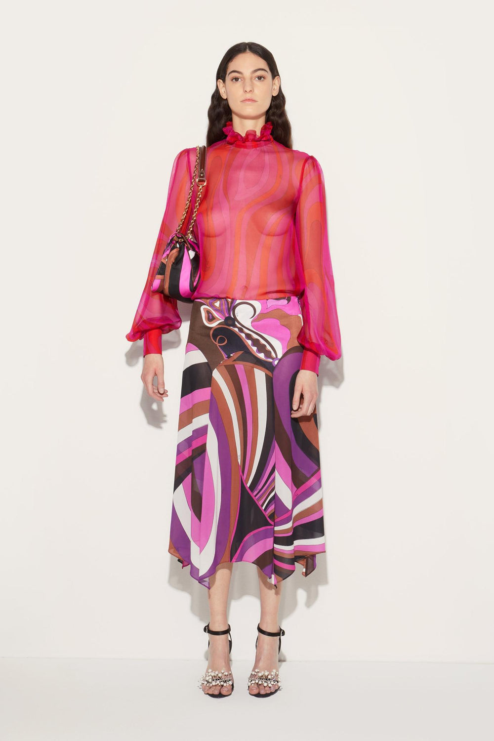 PUCCI Tops And Shirts | Women Marmo-Print Silk Top