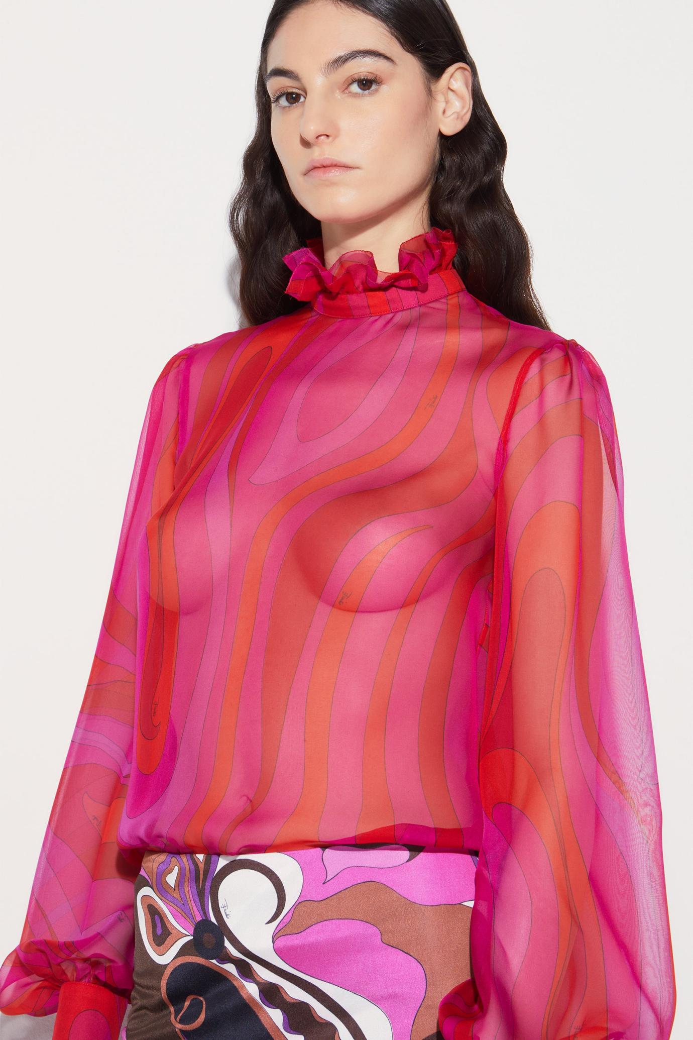 PUCCI Tops And Shirts | Women Marmo-Print Silk Top