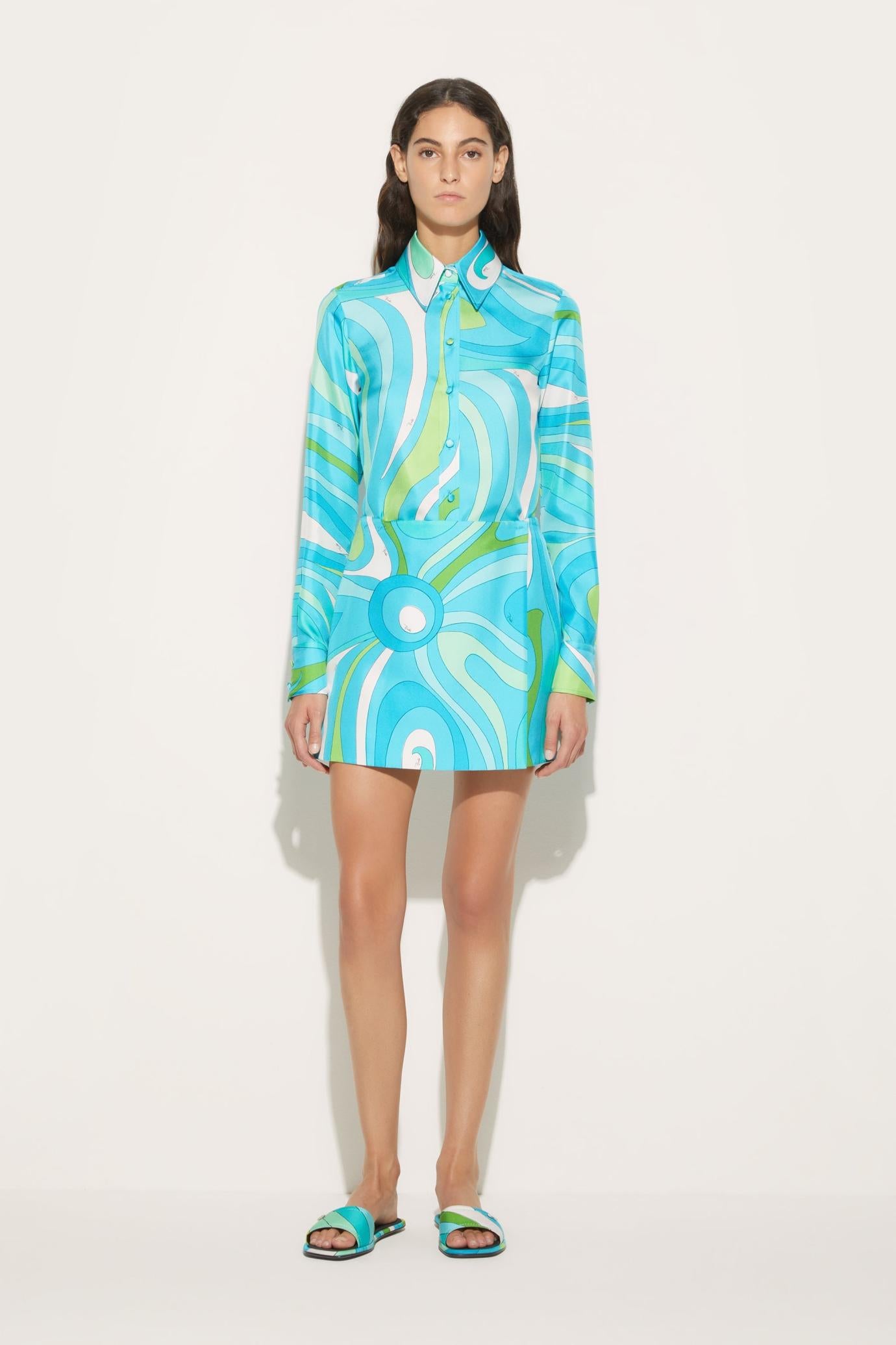 PUCCI Tops And Shirts | Women Marmo-Print Silk-Twill Shirt