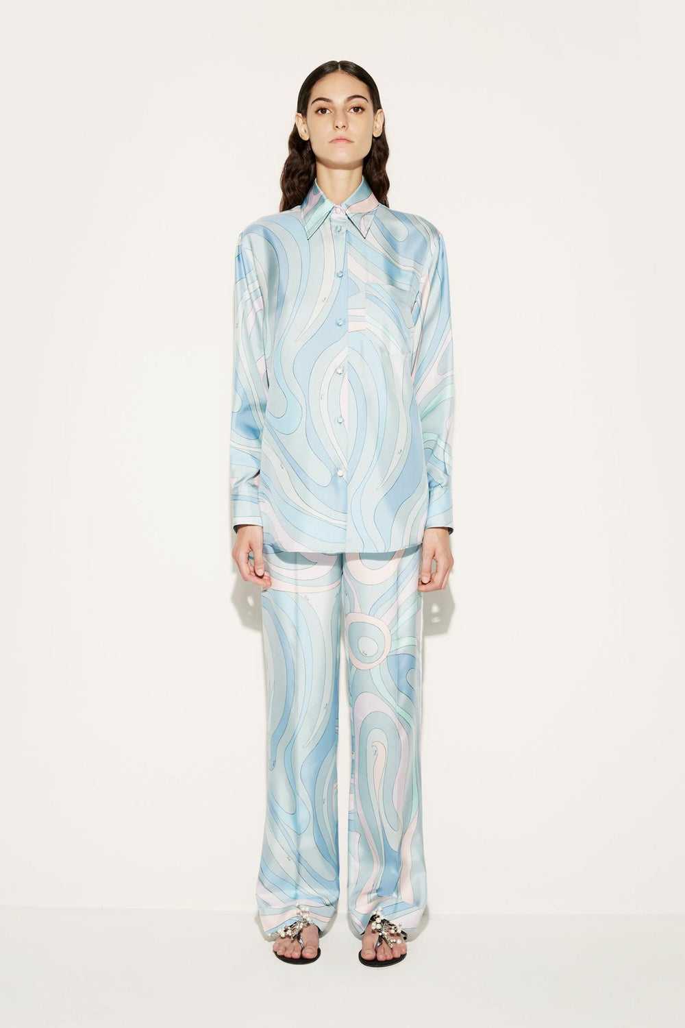 PUCCI Tops And Shirts | Women Marmo-Print Silk-Twill Shirt