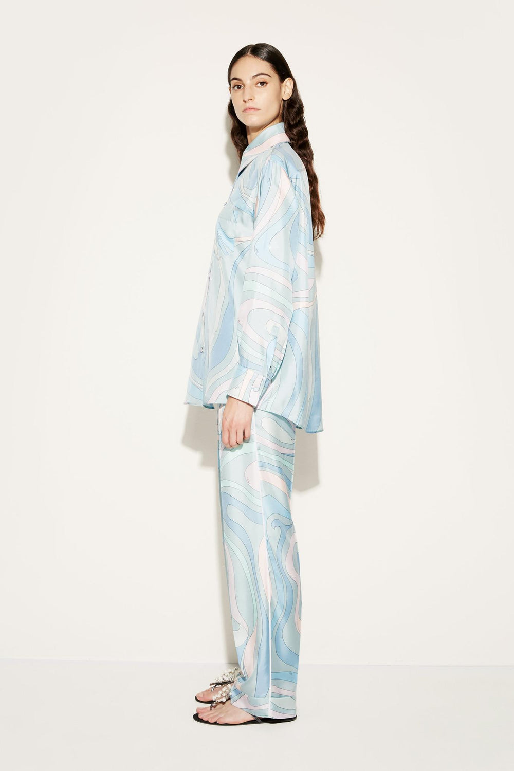 PUCCI Tops And Shirts | Women Marmo-Print Silk-Twill Shirt