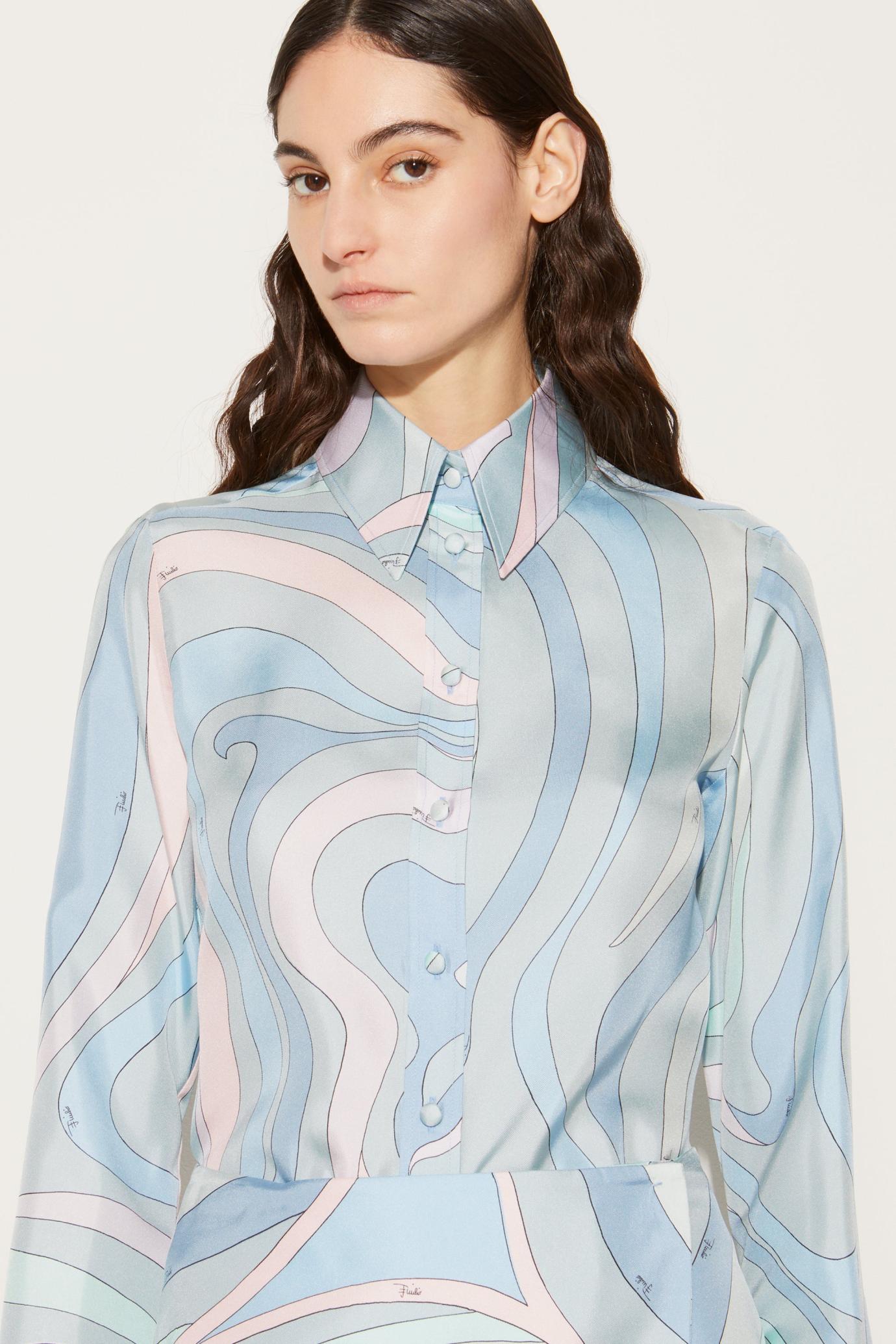 PUCCI Tops And Shirts | Women Marmo-Print Silk-Twill Shirt