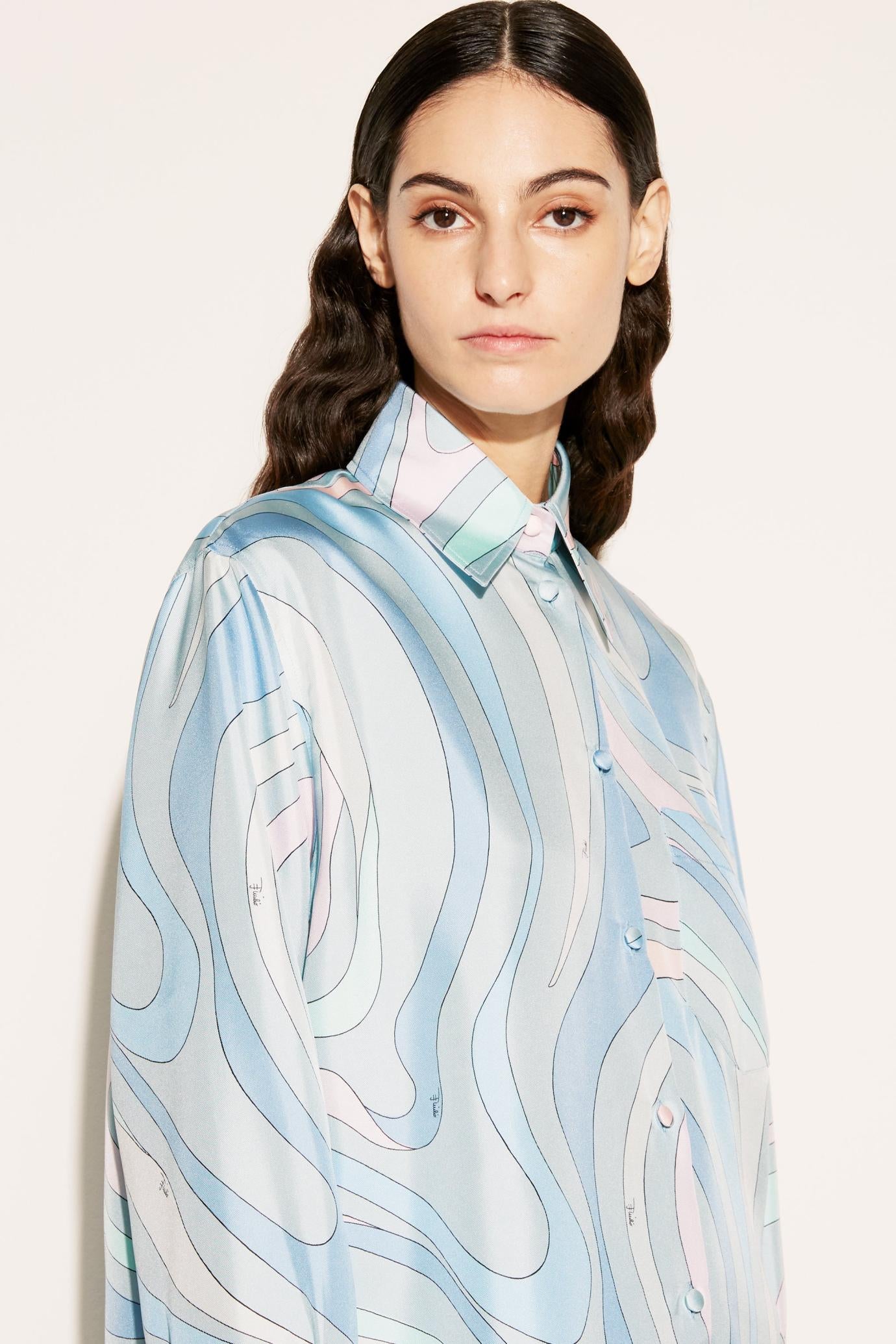 PUCCI Tops And Shirts | Women Marmo-Print Silk-Twill Shirt