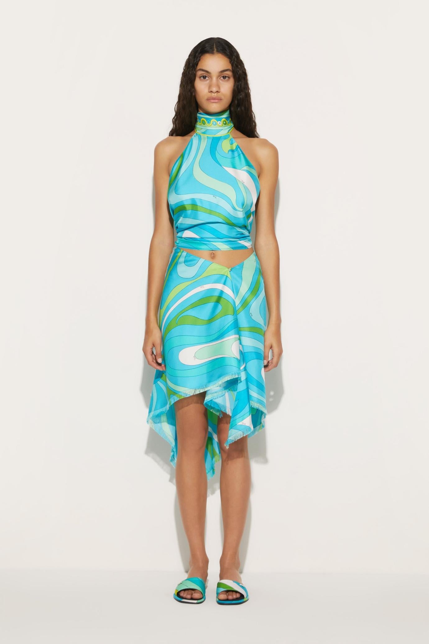 PUCCI Tops And Shirts | Women Marmo-Print Silk-Twill Top