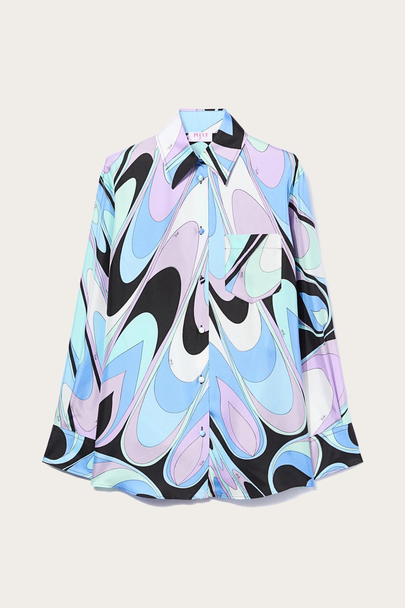 PUCCI Tops And Shirts | Women Onde-Print Silk Shirt