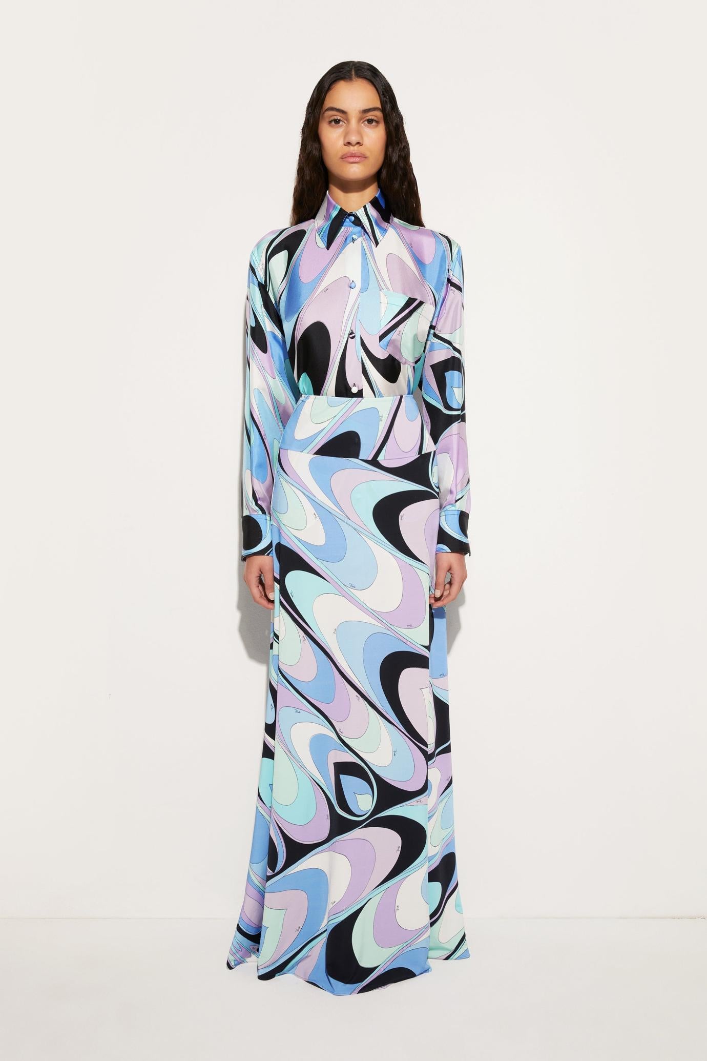 PUCCI Tops And Shirts | Women Onde-Print Silk Shirt