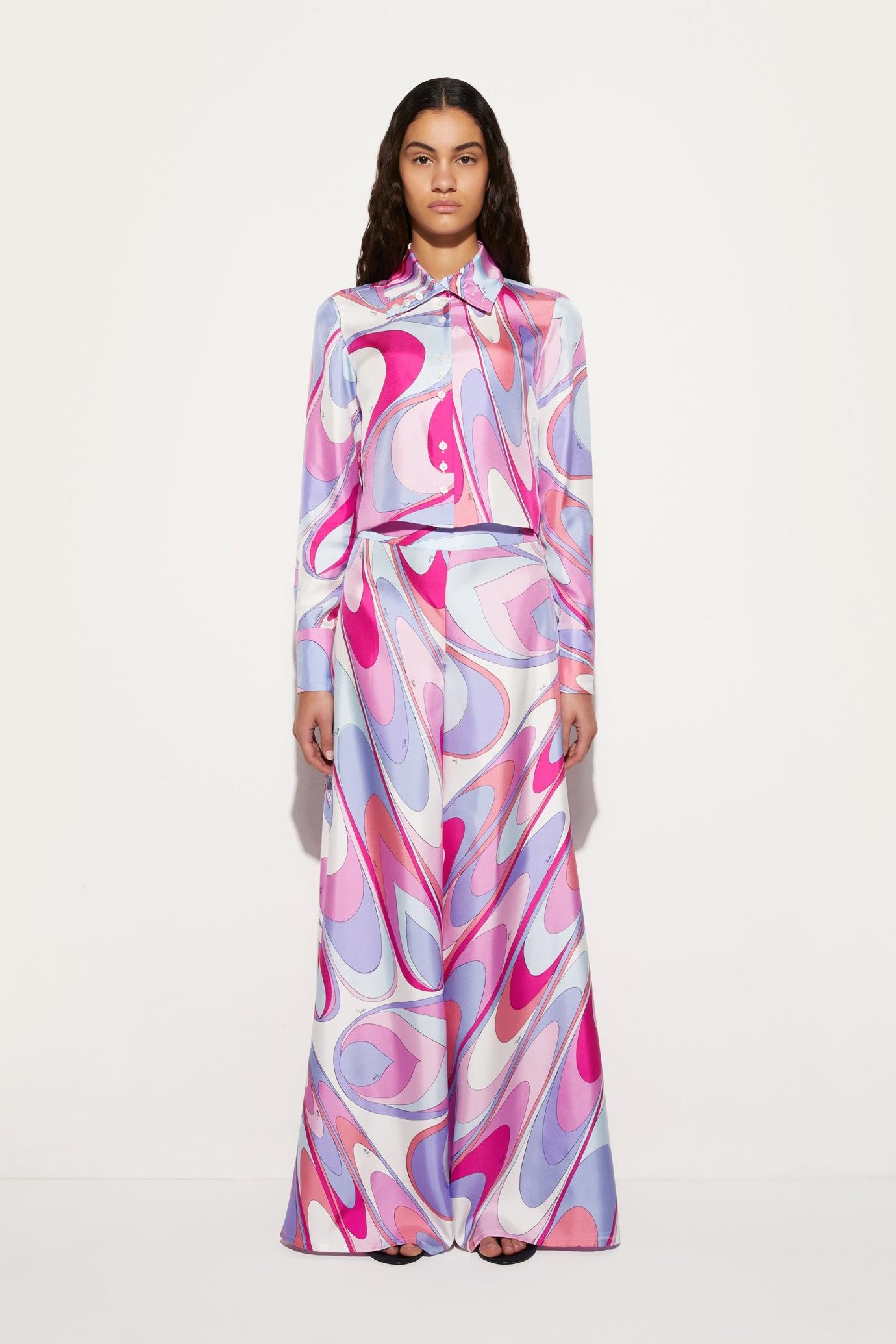 PUCCI Tops And Shirts | Women Onde-Print Silk Shirt