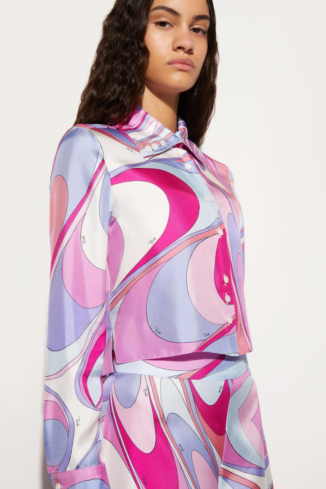 PUCCI Tops And Shirts | Women Onde-Print Silk Shirt
