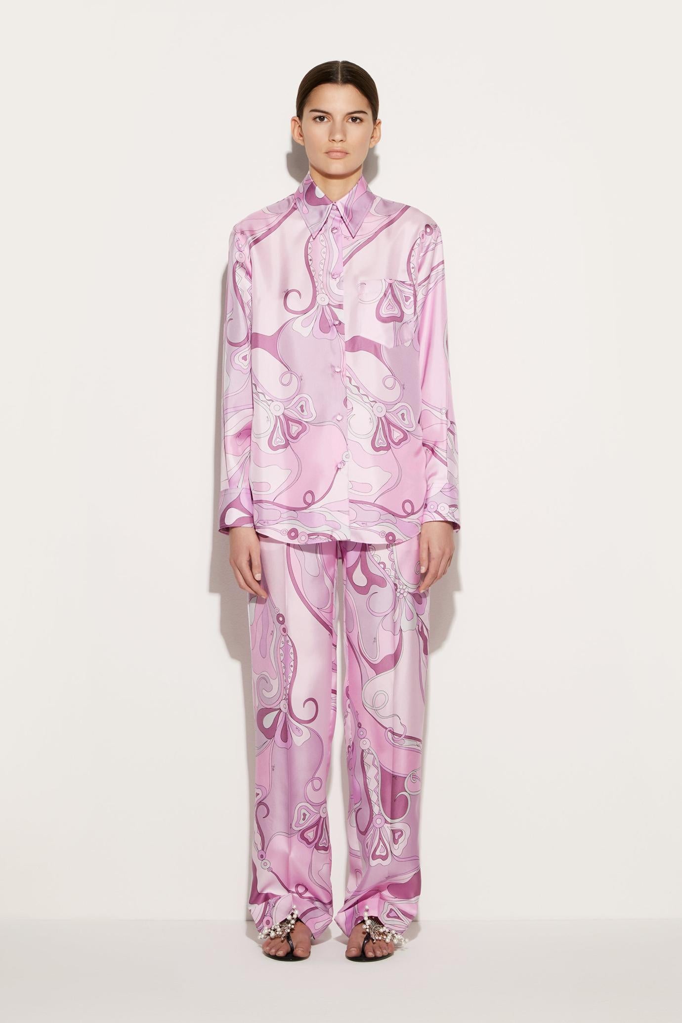 PUCCI Tops And Shirts | Women Orchidee-Print Silk-Twill Shirt