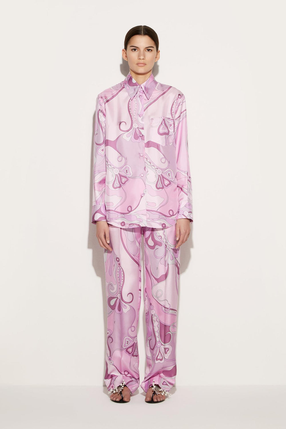 PUCCI Tops And Shirts | Women Orchidee-Print Silk-Twill Shirt