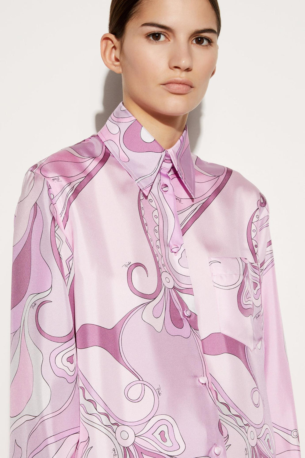PUCCI Tops And Shirts | Women Orchidee-Print Silk-Twill Shirt