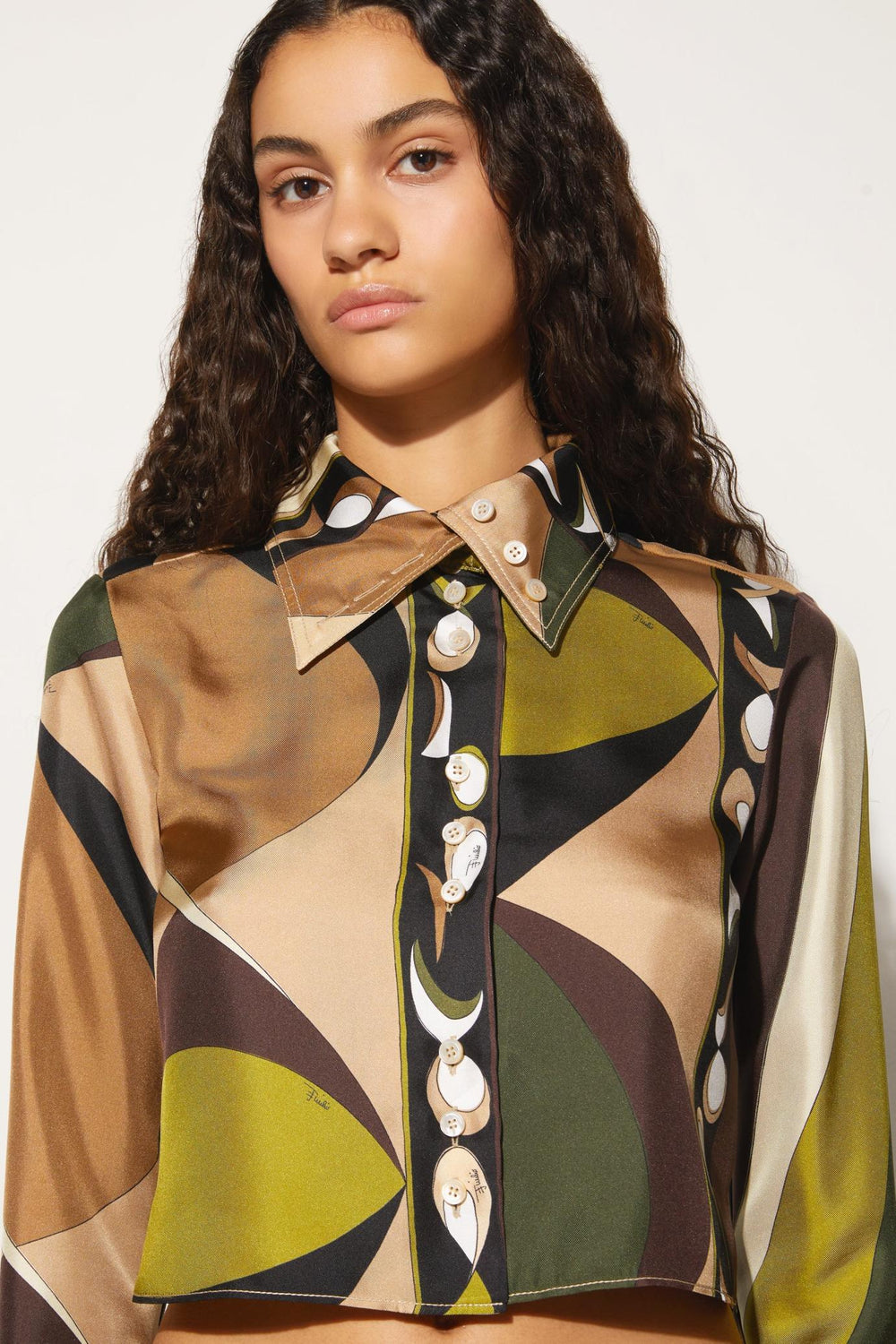 PUCCI Tops And Shirts | Women Pesci-Print Silk-Twill Shirt